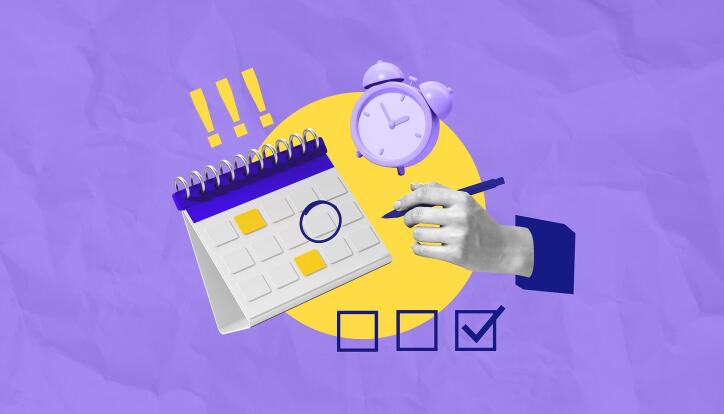 A calendar with a date circled & an alarm clock to remind you to regularly schedule an air duct cleaning by Scrubber Ducts. 